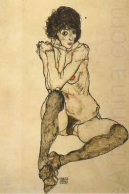 Egon Schiele Seated Female Nude,Elbows Resting on Right Knee (mk12) china oil painting image